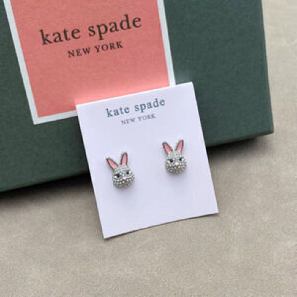 kate spade Silver Enamel Bunny Stud Earrings